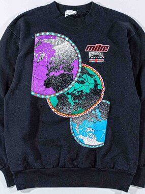 Vintage Mitre International Globe Sweatshirt Medium 90s Soccer Crewneck VTG